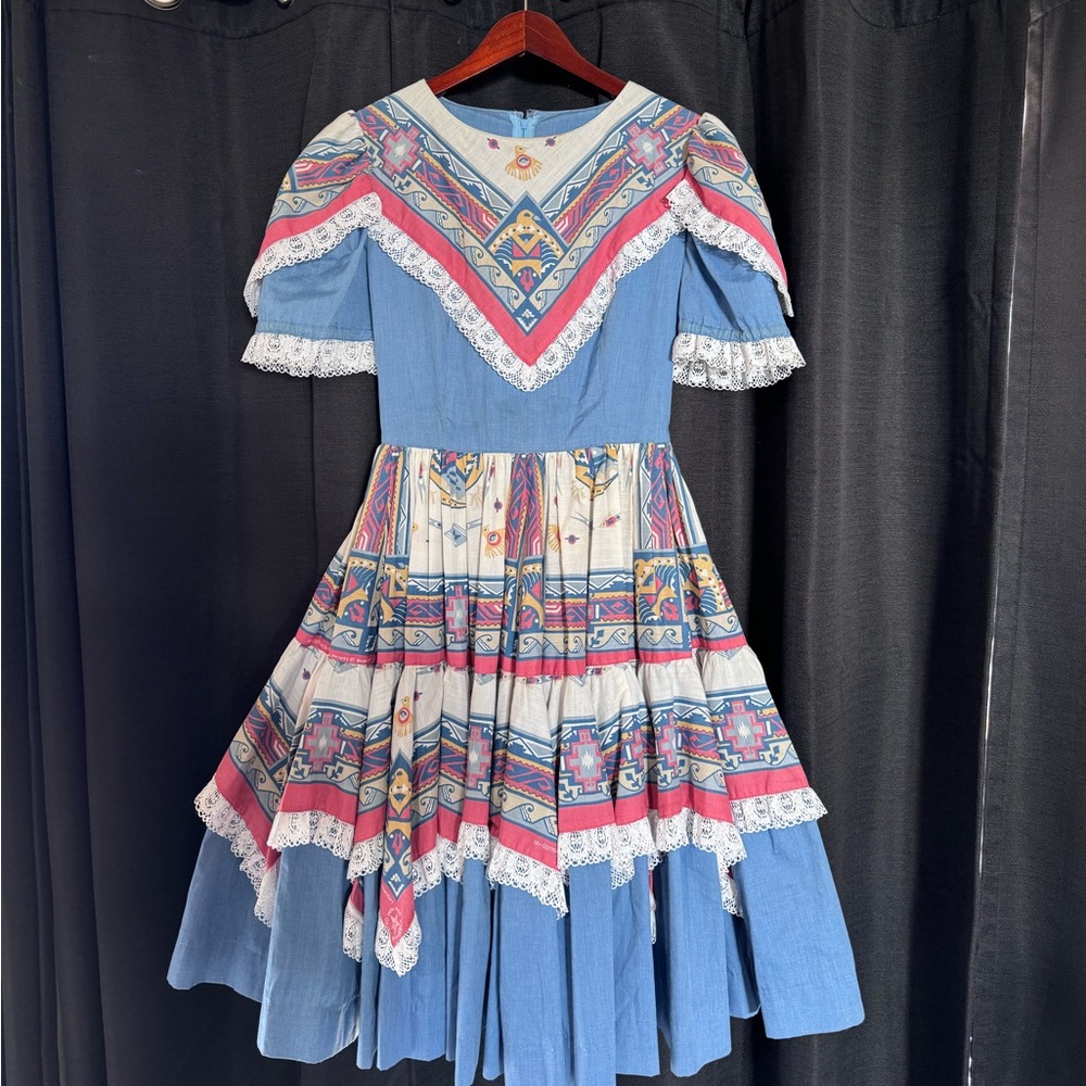 Medium Vintage Square Dance Recycled Sheet Dress